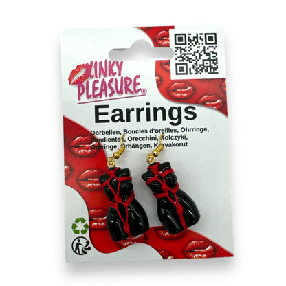 Earrings in the Shape of Sexy Female Body Black 1 Pair