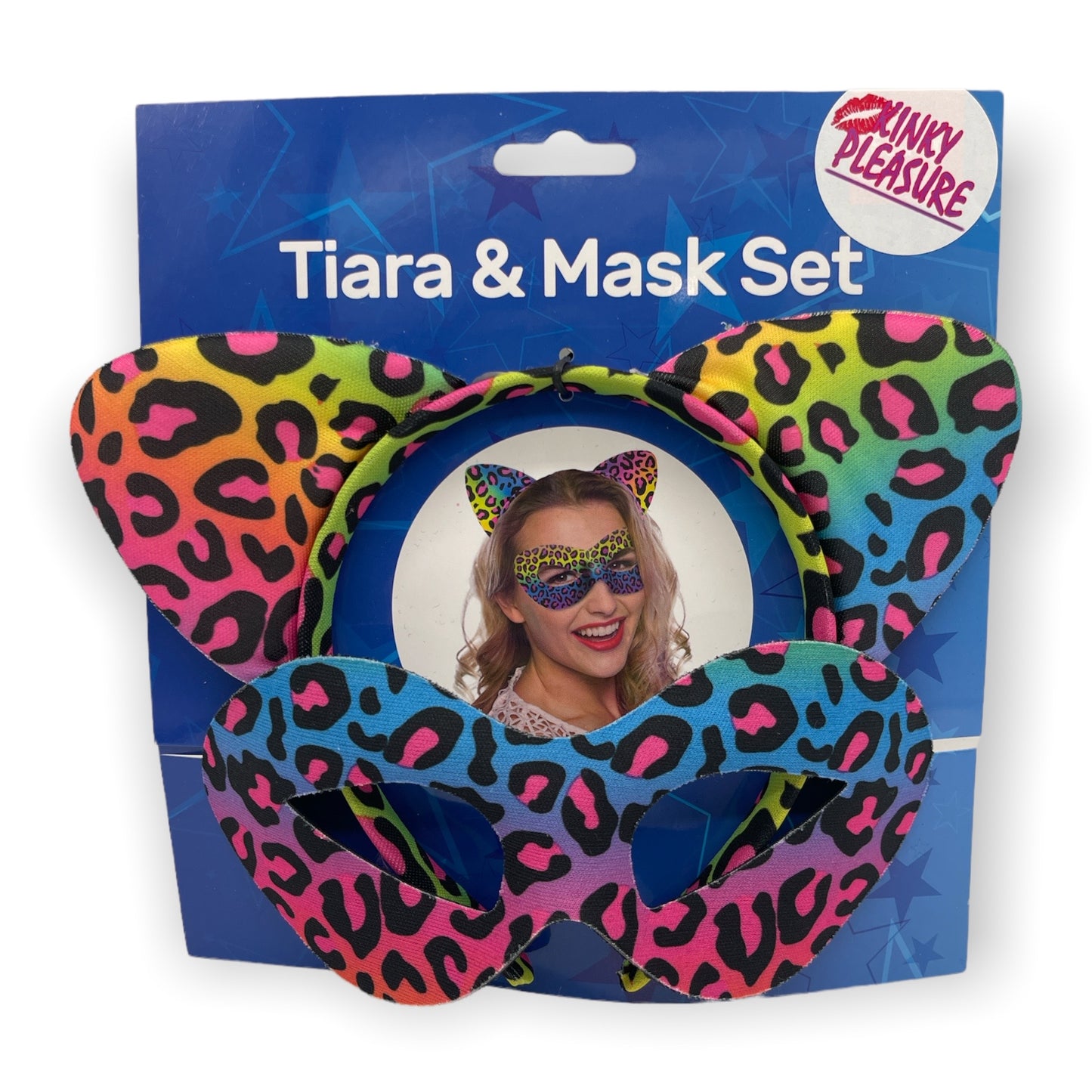 Regenboogkleurige Panter Verkleed Set - Tiara en Masker