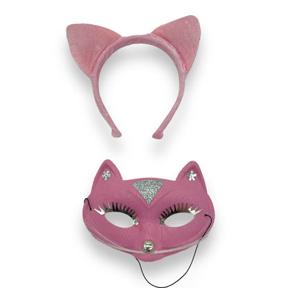 Katten Masker met Tiara Roze - Voeg een speels en betoverend element toe aan je kattige avonturen!