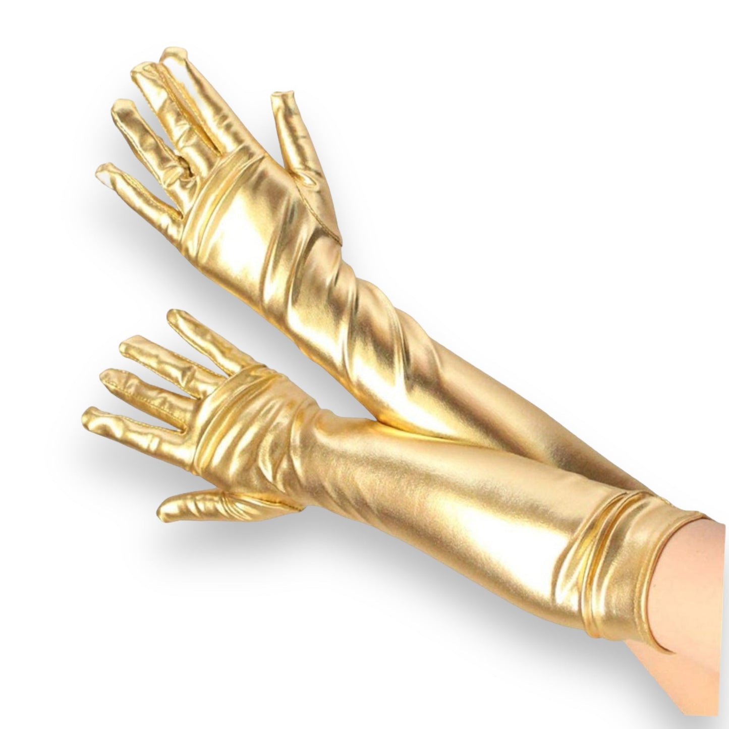 Lange Handschoenen in Gouden Wettlook - Verleidelijke Accessoire
