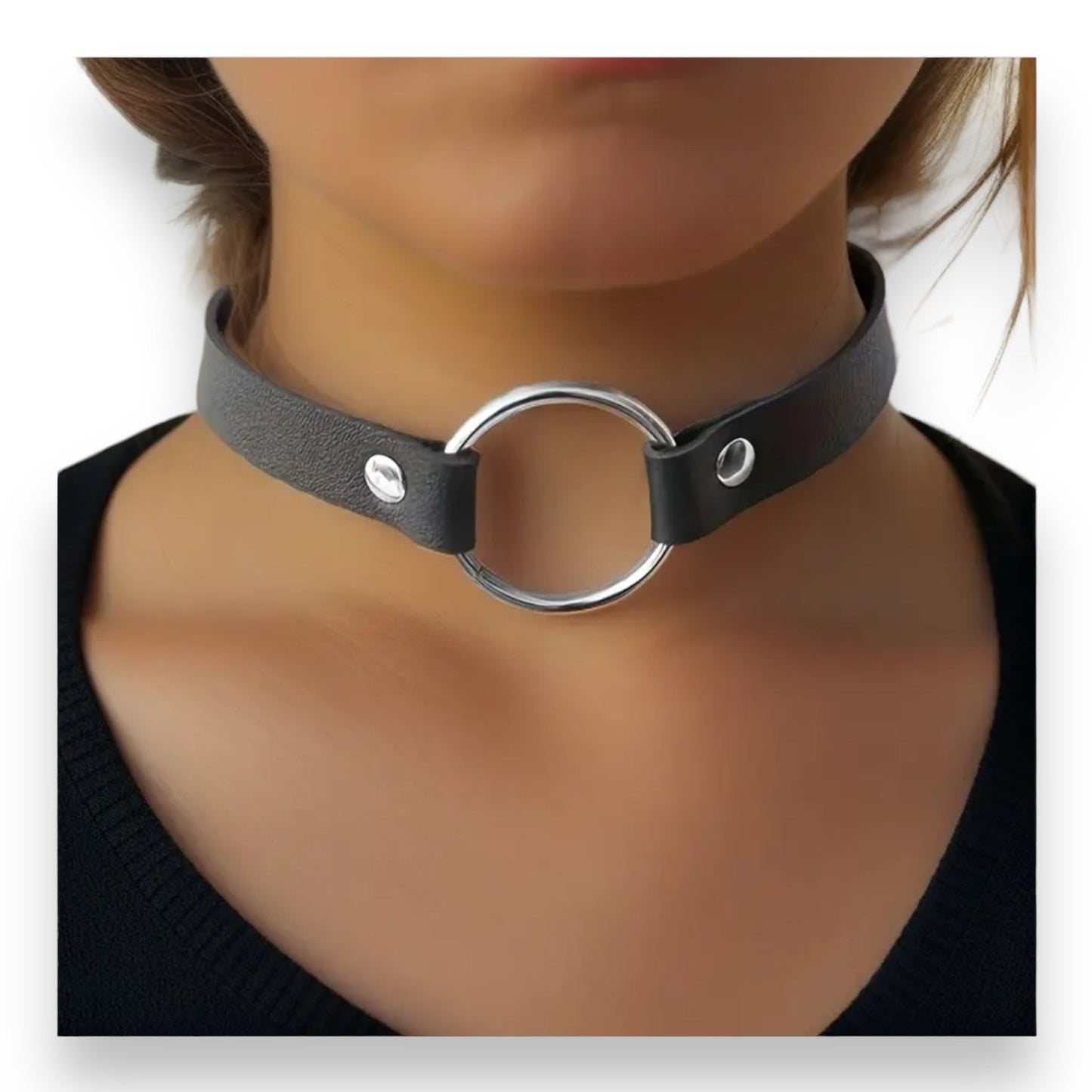 Choker met Ronde Ring - 3 Kleuren - 40cm