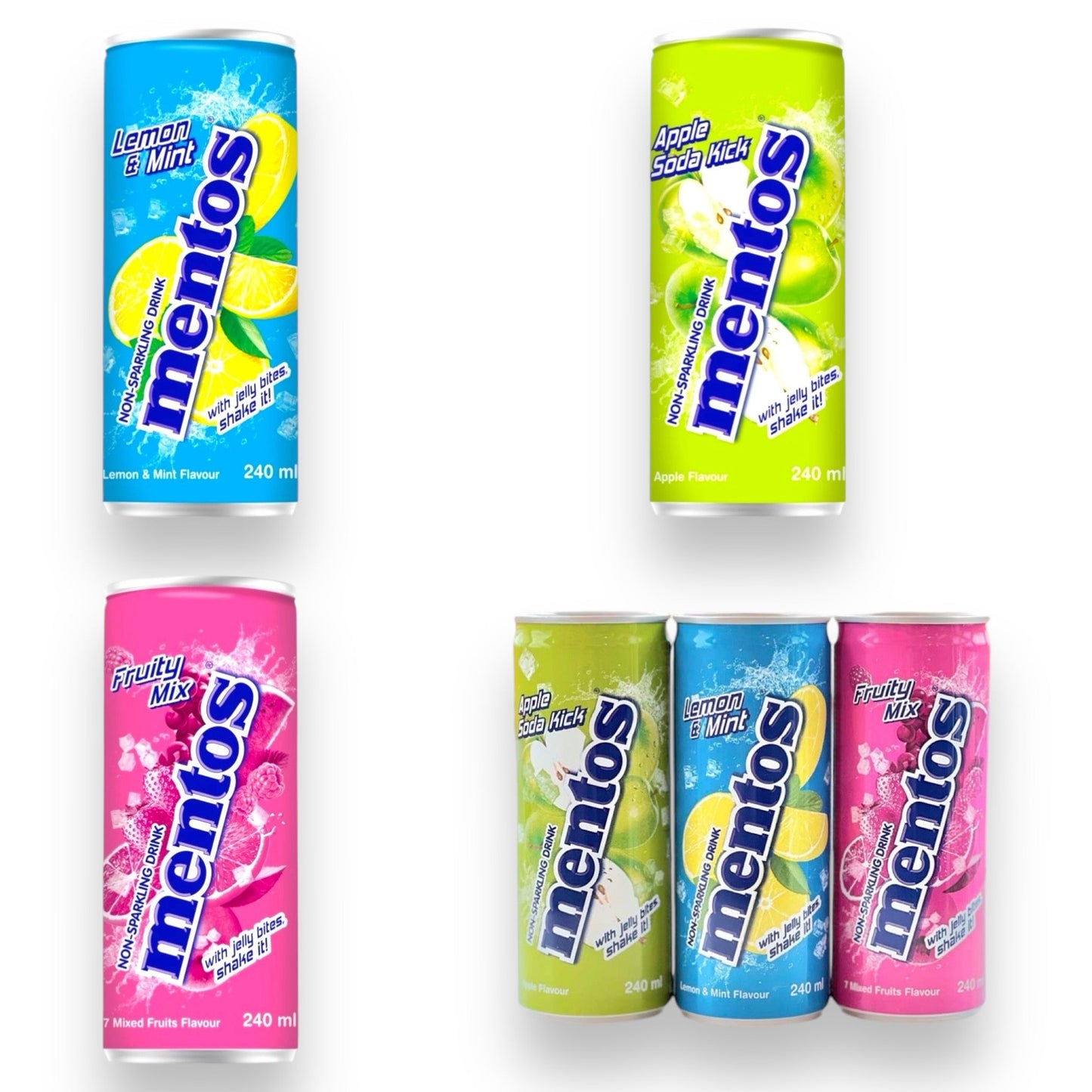 Mentos Apple Mix Drank - 240ml - Verfrissende Mix van 7 Fruitige Smaken Fruity Jelly Bites