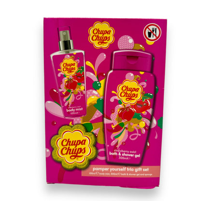 Chupa Chups Bath & Shower Gel en Body Mist + Spons Strawberry Swirl