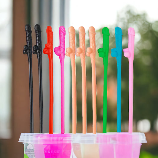 Penis Straws 10 pieces - 7 Colors