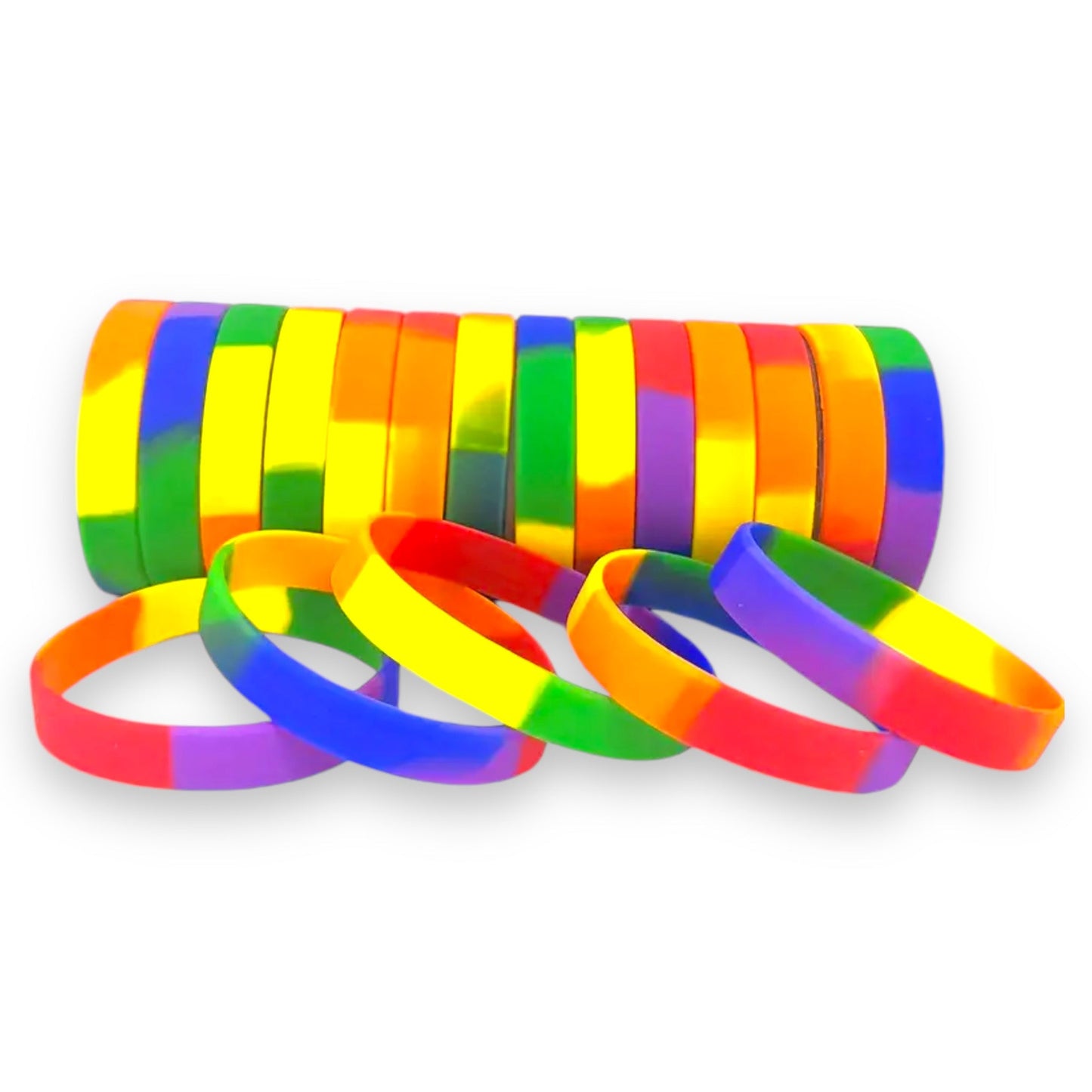 Regenboog Siliconen Polsbanden - Set van 6 kleurrijke armbanden