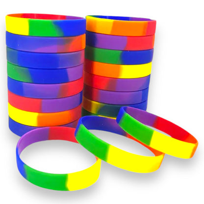 Regenboog Siliconen Polsbanden - Set van 6 kleurrijke armbanden