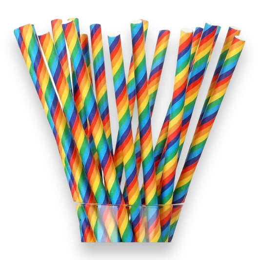 Regenboogkleurige Papieren Rietjes - 20 Stuks - 200x50mm