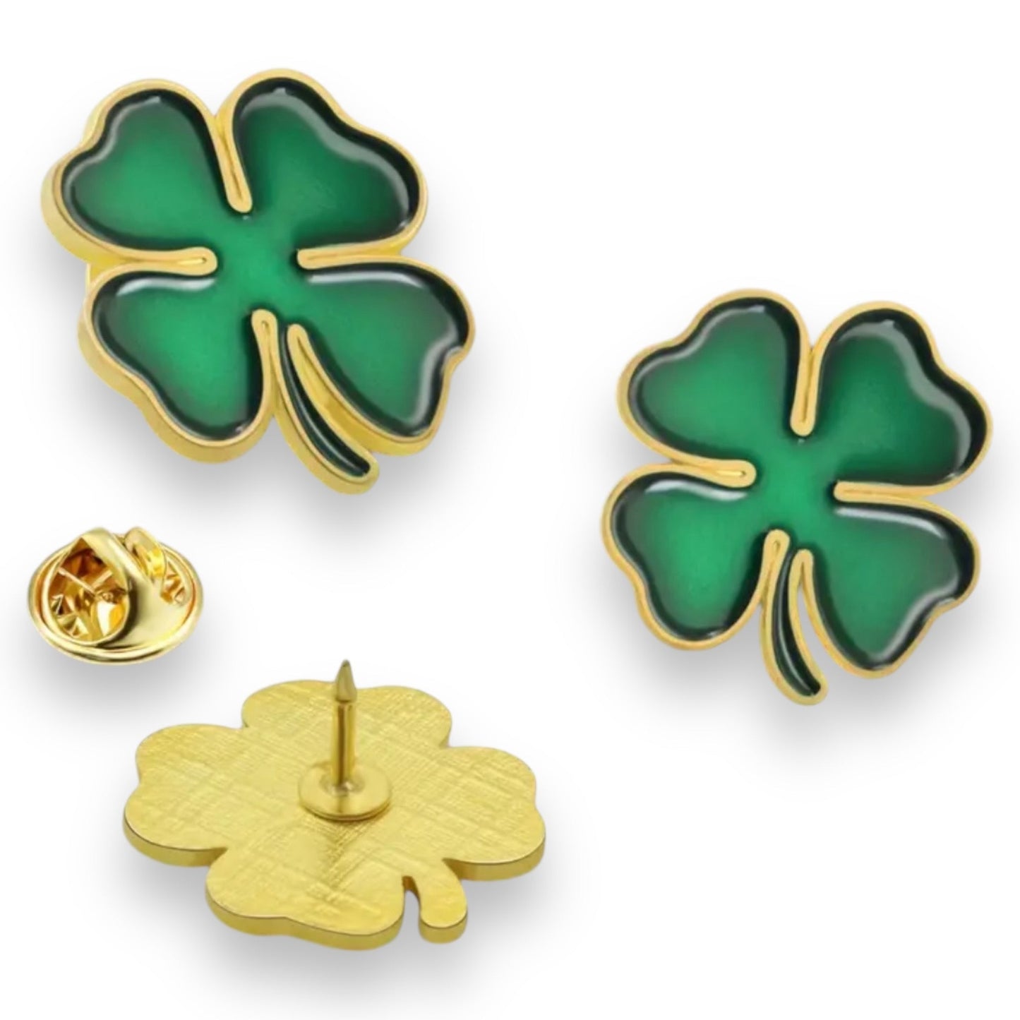 Kinky Pleasure - T123 - Badge Pin/Button Lucky Flower - Small - Green