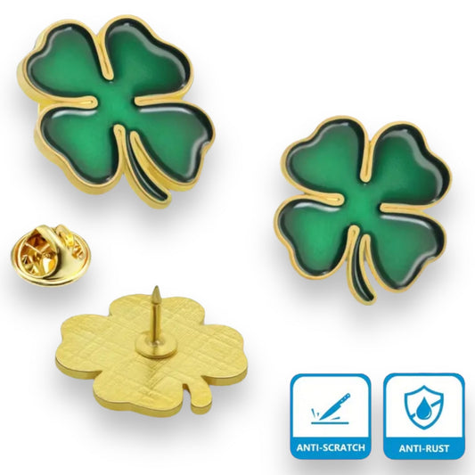 Kinky Pleasure - T123 - Badge Pin/Button Lucky Flower - Small - Green