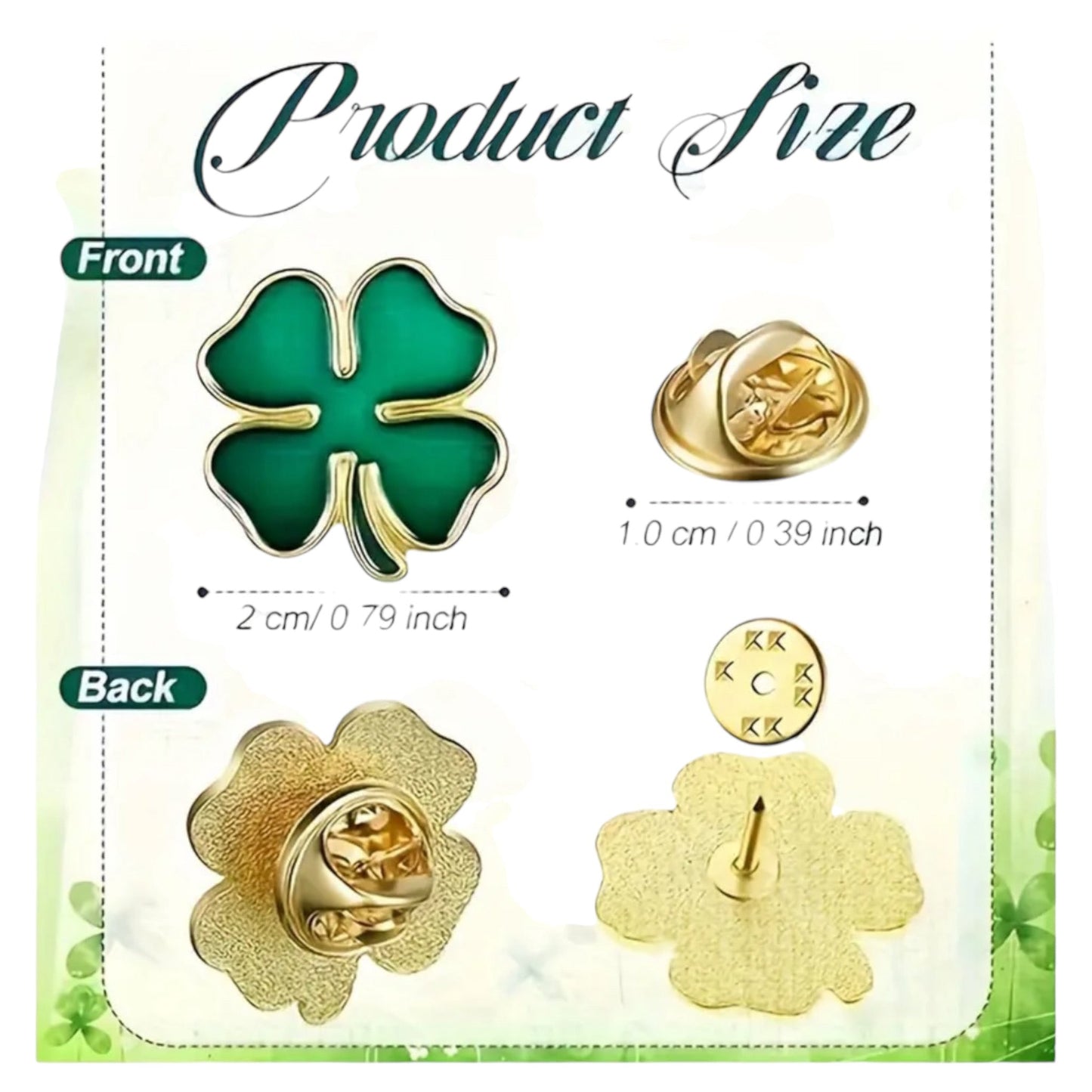 Kinky Pleasure - T123 - Badge Pin/Button Lucky Flower - Small - Green