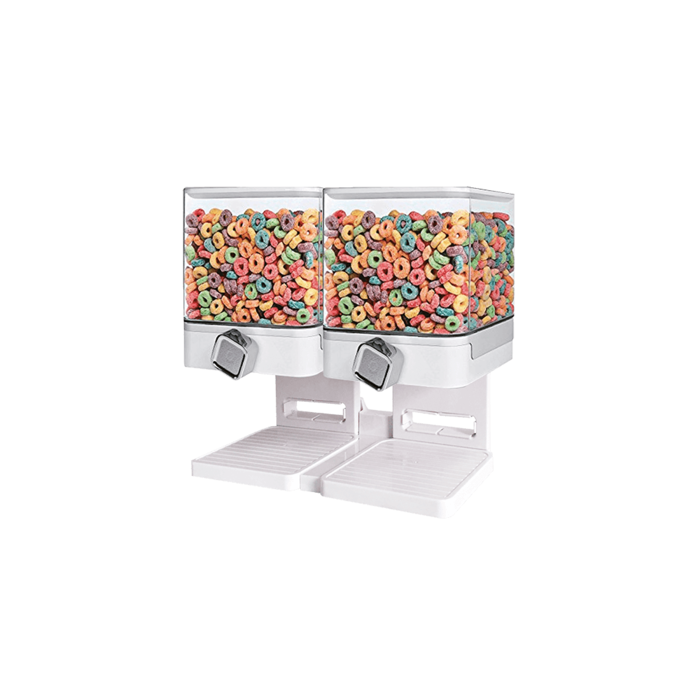 Double Muesli Dispenser on Base for Stylish Serving of Breakfast Cereals and Muesli