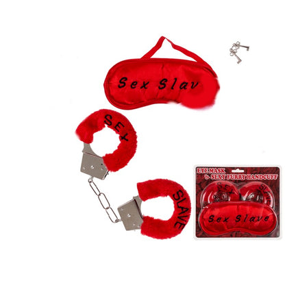 Plush Handcuffs and Eye Mask with "Sex Slave" and "The Bitch is Sleeping