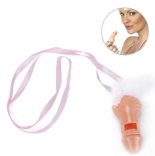 Kinky Pleasure Penis Whistle with Pink Feathers - For Sensational Fun!