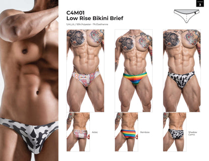 CUT4MEN - C4M01 - Low Rise Bikini Brief Men Underwear - 12 Pieces - 3 Color - 4 Sizes - 1 Piece