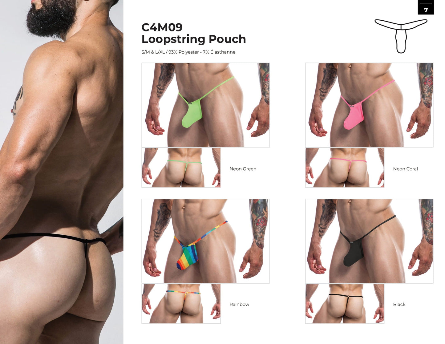 CUT4MEN - C4M09- LoopString Pouch Men Underwear - Rainbow - 2 Sizes - 1 Piece