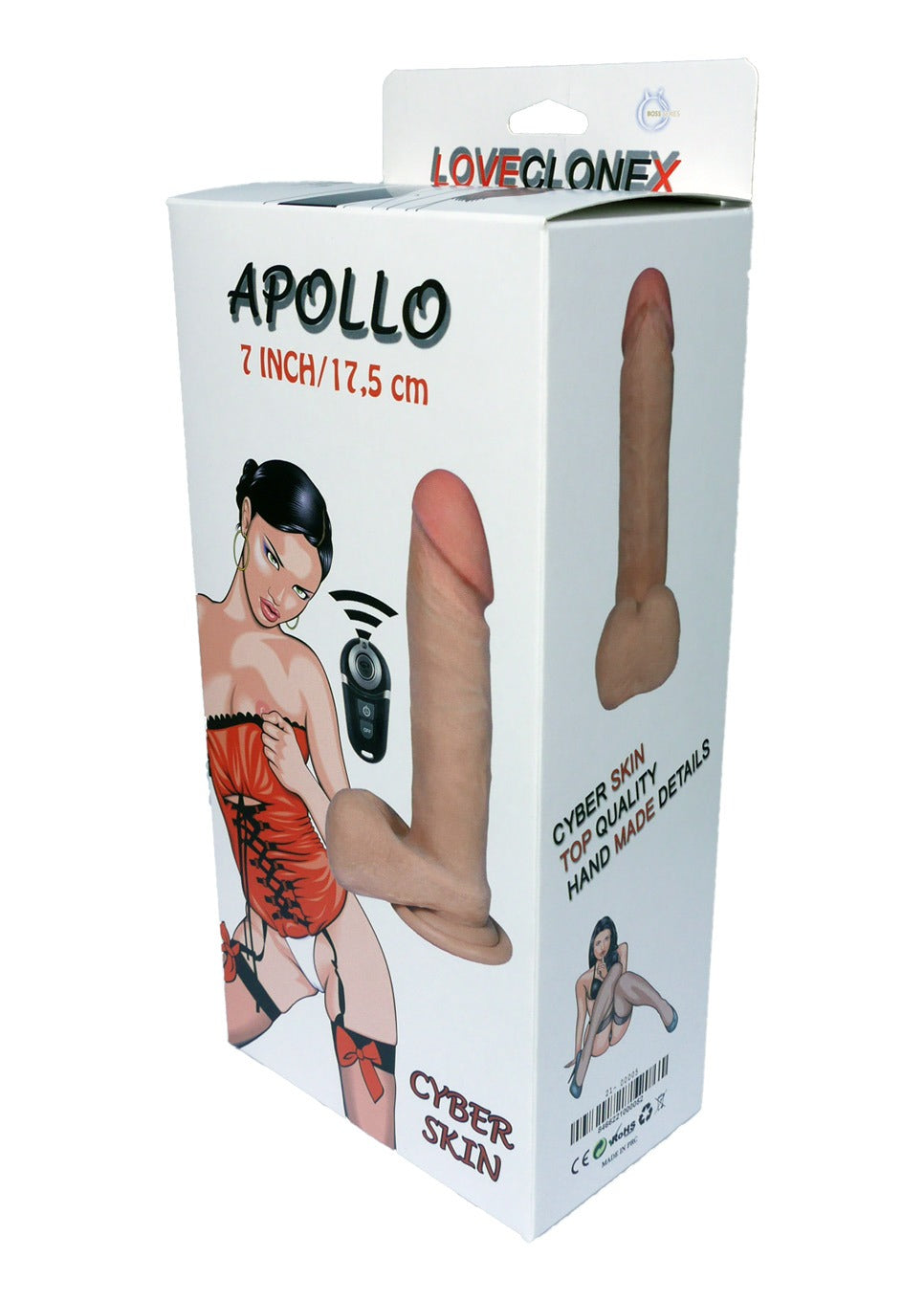 Bossoftoys - 21-00006 - Zeus - 9 inches / 25 cm - Loveclonex - Ultra-realistic Vibrator - Cyberskin feels real - 7 speeds - Better than Silicone - 4.4 cm thick - Suction cup - Wireless remote control - Rechargeable - Skin color - 7.5 inches / 19 cm