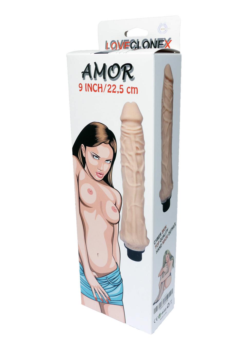 Bossoftoys Amor Love clone X Realistic Vibrator - super flexible Cyberskin material - big size 22,5 cm  - 9 Inch - Dia 4 cm - attractive Colour box - 21-00019