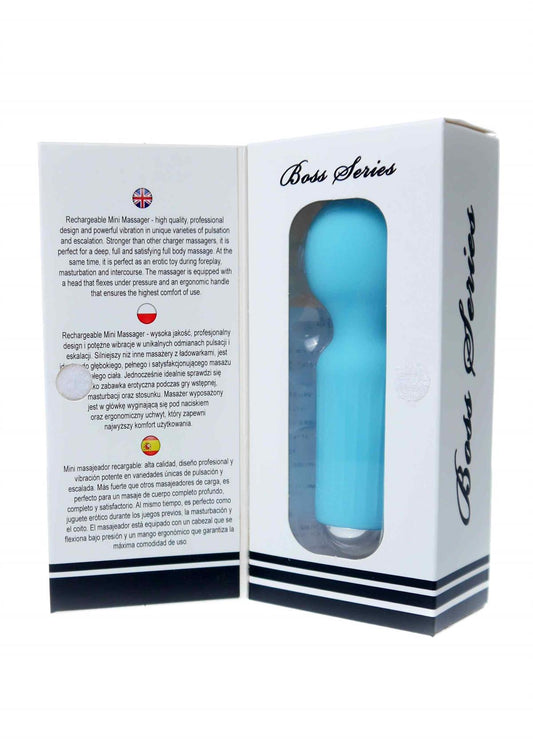 Bossoftoys - 22-00041 - Mini Massager vibrator - 20 Functions - Silicone - 11 cm - dia 3.7 cm - Rechargeable - attractive Color windowbox - Blue