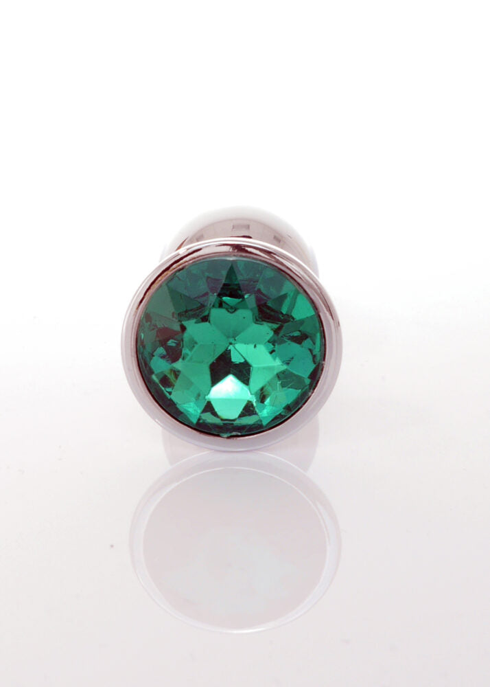 Bossoftoys Silver Plug Green stone - length 7 cm dia 2.7 cm - 26-00089 - window color box