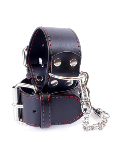 Handcuffs With Studs Red Line Wrist Cuffs 4 cm