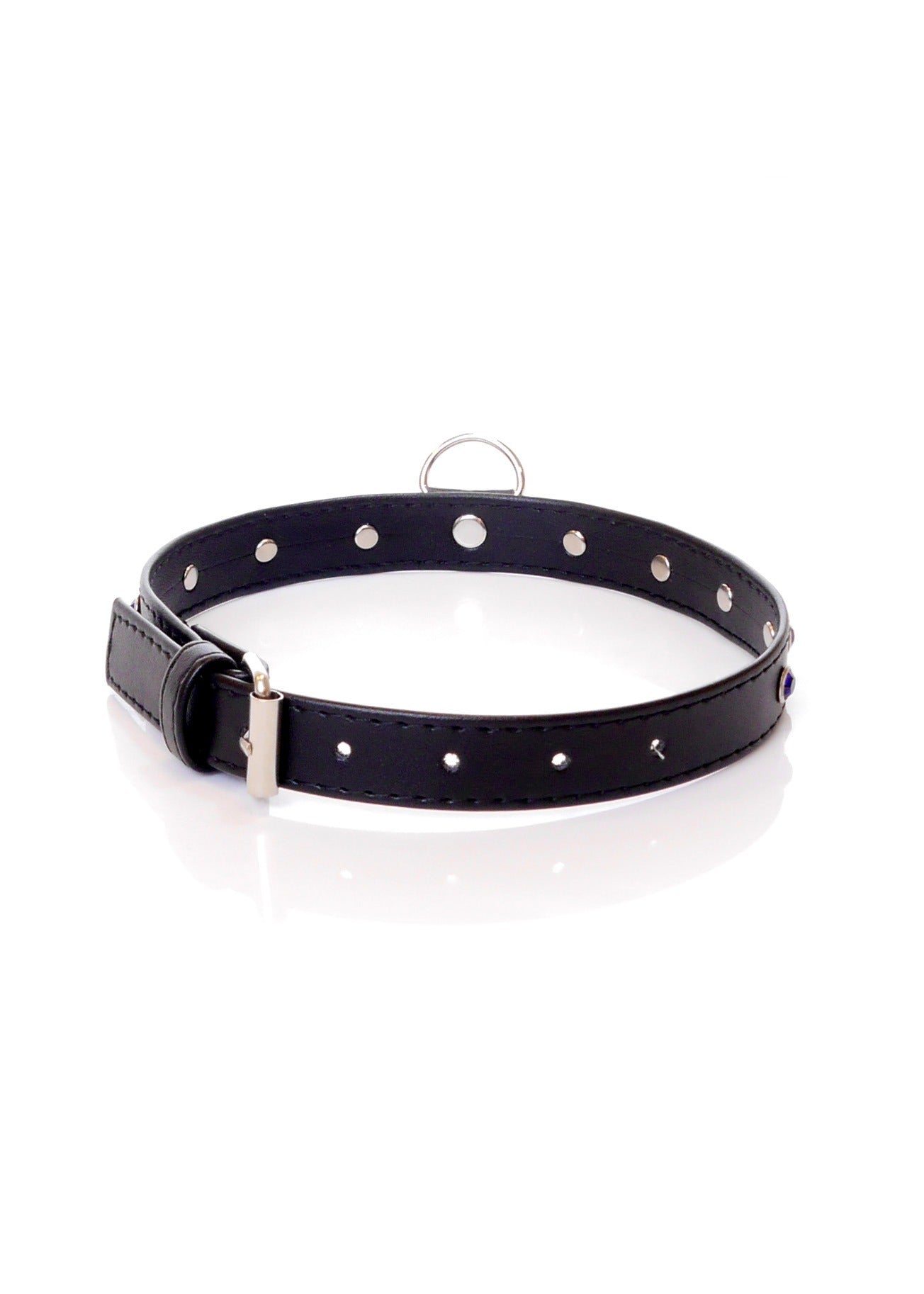 Choker Navy Blue Crystal Fetish Boss Collar - 2cm Width