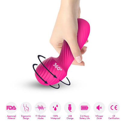 Bossoftoys - 52-00025-1 - Dazzle pink - Silicone Massager Pink USB - 9 Vibration mode - Mini wand