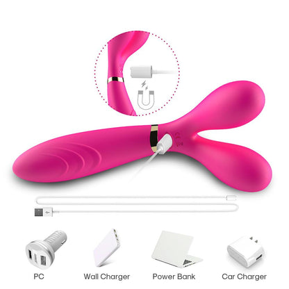 Bossoftoys - Y-Wand pink - dual head vibrator - Fun for two - G-spot - 52-00026-1 - USB rechargeable - 100% waterproof - 9 vibration modes