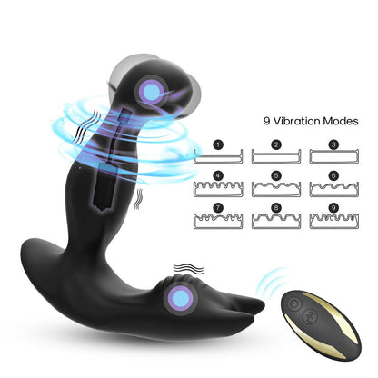 Bossoftoys - Bat king black - 52-00041 - Silicone Massager - Remote control - Prostate Massager - 7 vibration modes - 4 rotation functions - Black