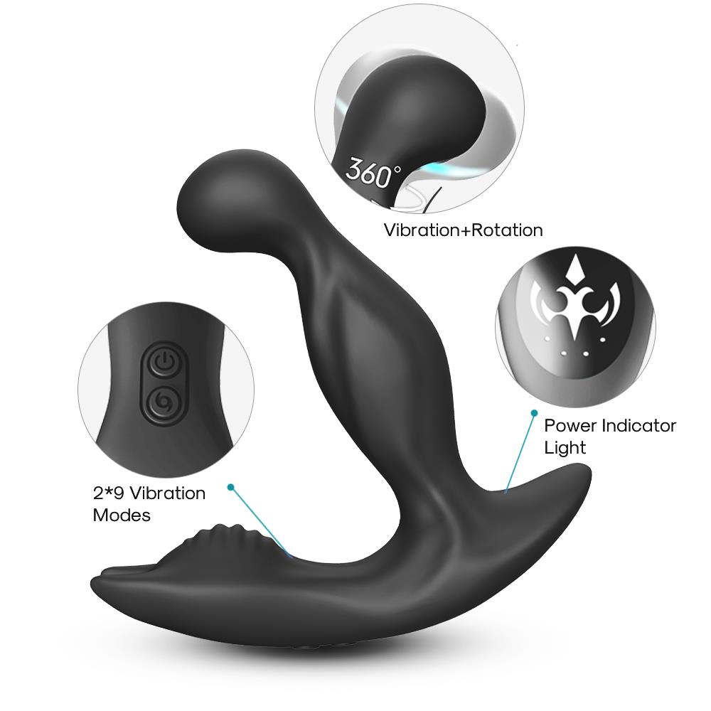 Bossoftoys - Bat king black - 52-00041 - Silicone Massager - Remote control - Prostate Massager - 7 vibration modes - 4 rotation functions - Black