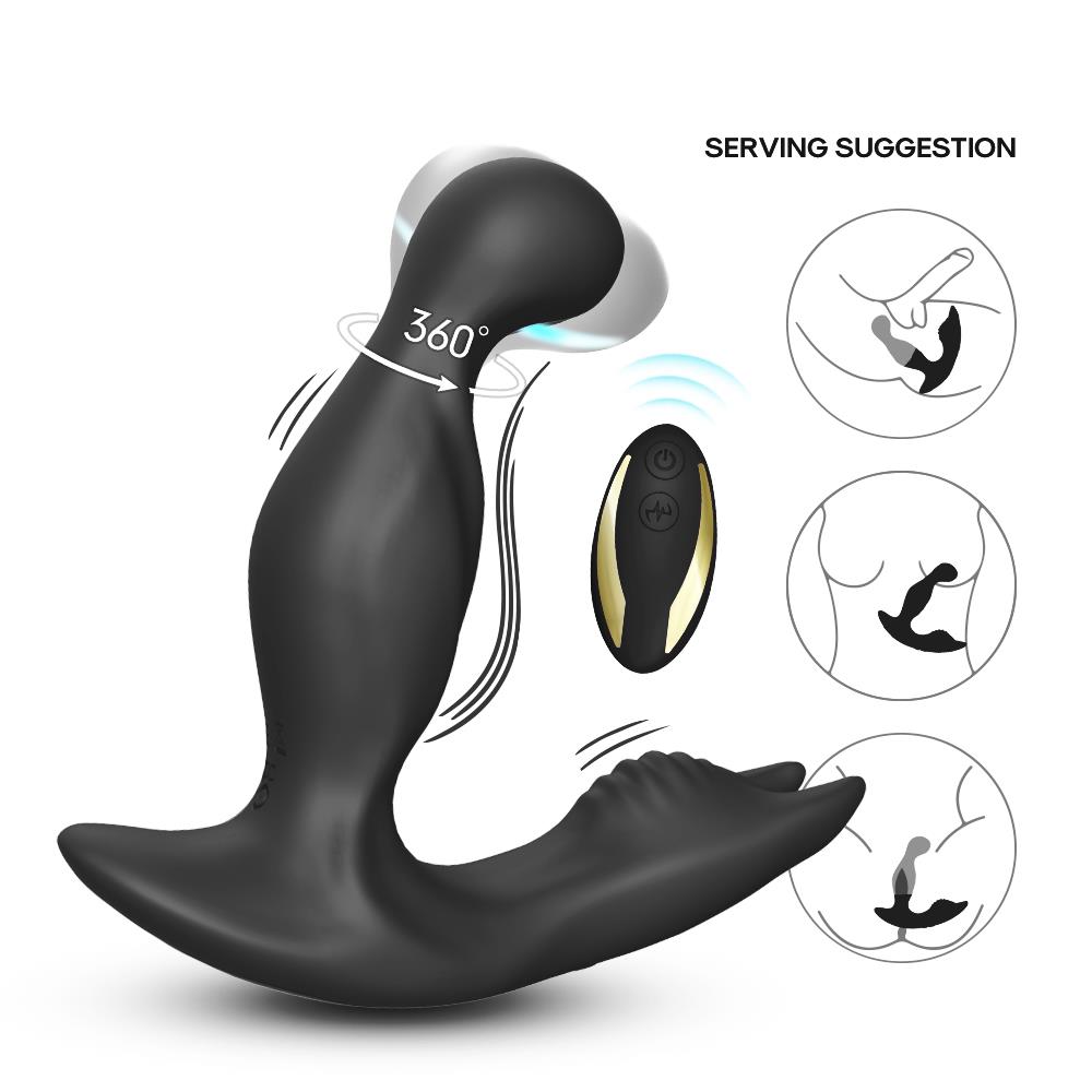 Bossoftoys - Bat king black - 52-00041 - Silicone Massager - Remote control - Prostate Massager - 7 vibration modes - 4 rotation functions - Black