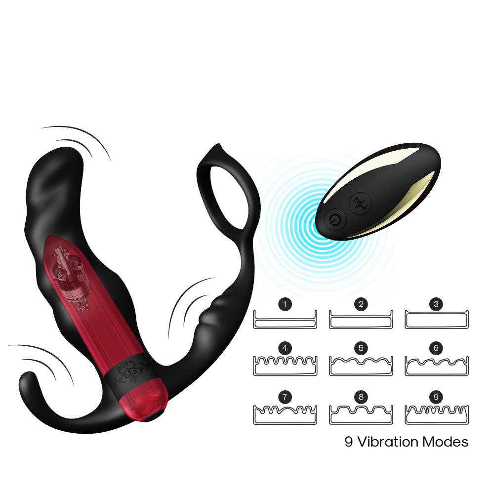 Bossoftoys - Knight black - 52-00042 - Silicone Massager - Prostate Massager - 9 vibration modes - Black