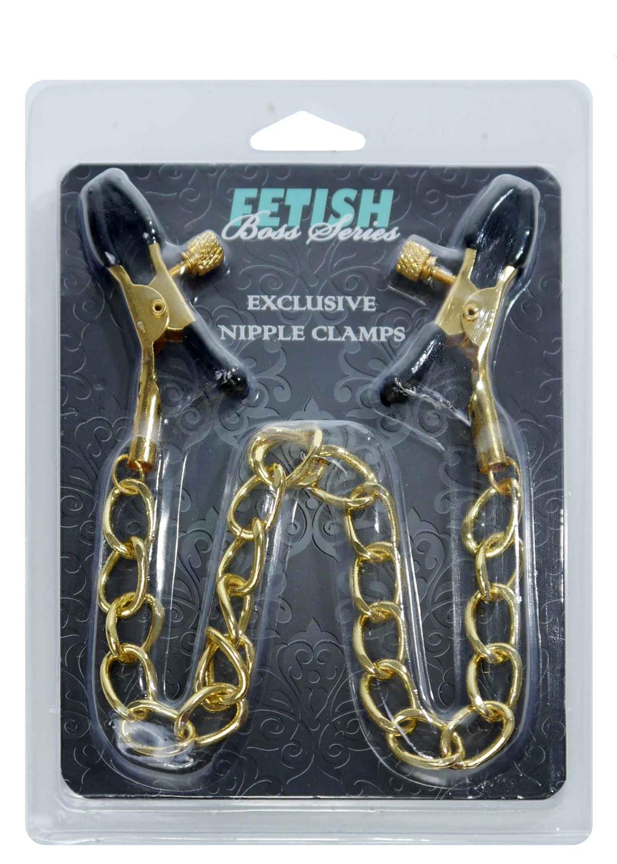 Bossoftoys - 61-00046 - Stimulator - Exclusive Nipple Clamps No. 16 - gold nipple chain clamps - Strong Blister