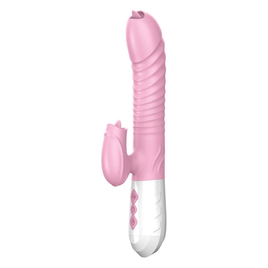 Bossoftoys - 63-00051 - Wibrator-Silicone Vibrator - USB Rechargeable - 7 Functions and Thrusting Function - Heating - Pink