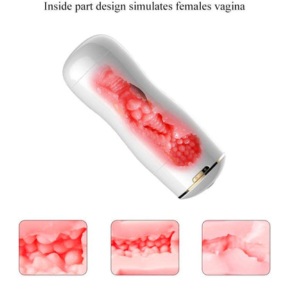 Bossoftoys - 63-00055 - Masturbator White - Vibrating Pussy Masturbator - Suction Cup - 7 Vibration modes - 28 CM / 11 Inch - Flesh