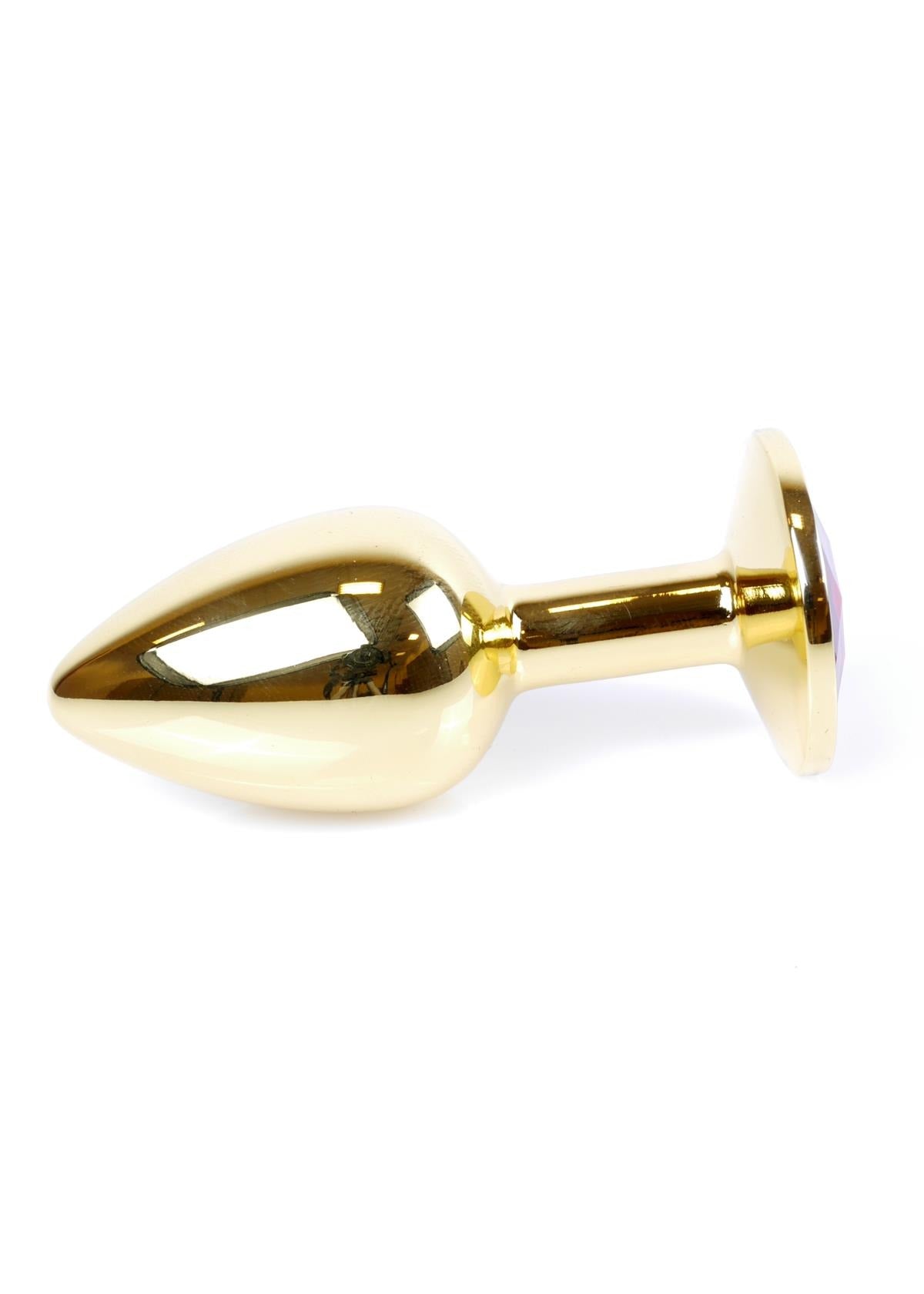 Bossoftoys - 64-00107 - Unique Color - Rose Gold Anal Plug - Gold Plug with Pink stone - length 7 CM - Dia 2.7 CM - color window box