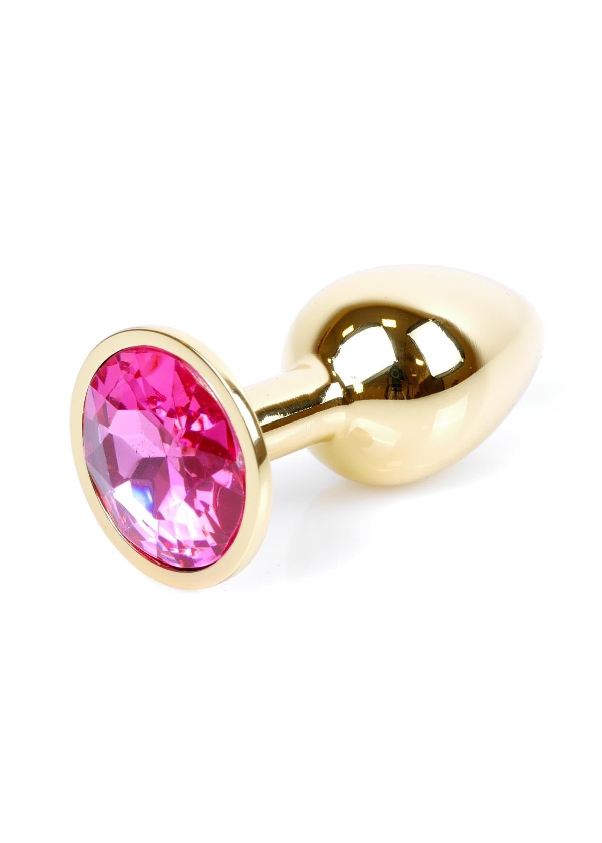 Bossoftoys - 64-00107 - Unique Color - Rose Gold Anal Plug - Gold Plug with Pink stone - length 7 CM - Dia 2.7 CM - color window box