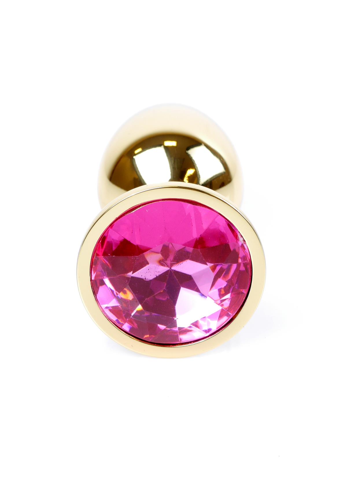 Bossoftoys - 64-00107 - Unique Color - Rose Gold Anal Plug - Gold Plug with Pink stone - length 7 CM - Dia 2.7 CM - color window box