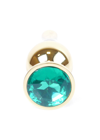 Bossoftoys - 64-00069 - Gold Butt Plug - Anal plug with green stone - length 9.5 m - dia 3 cm - color window box