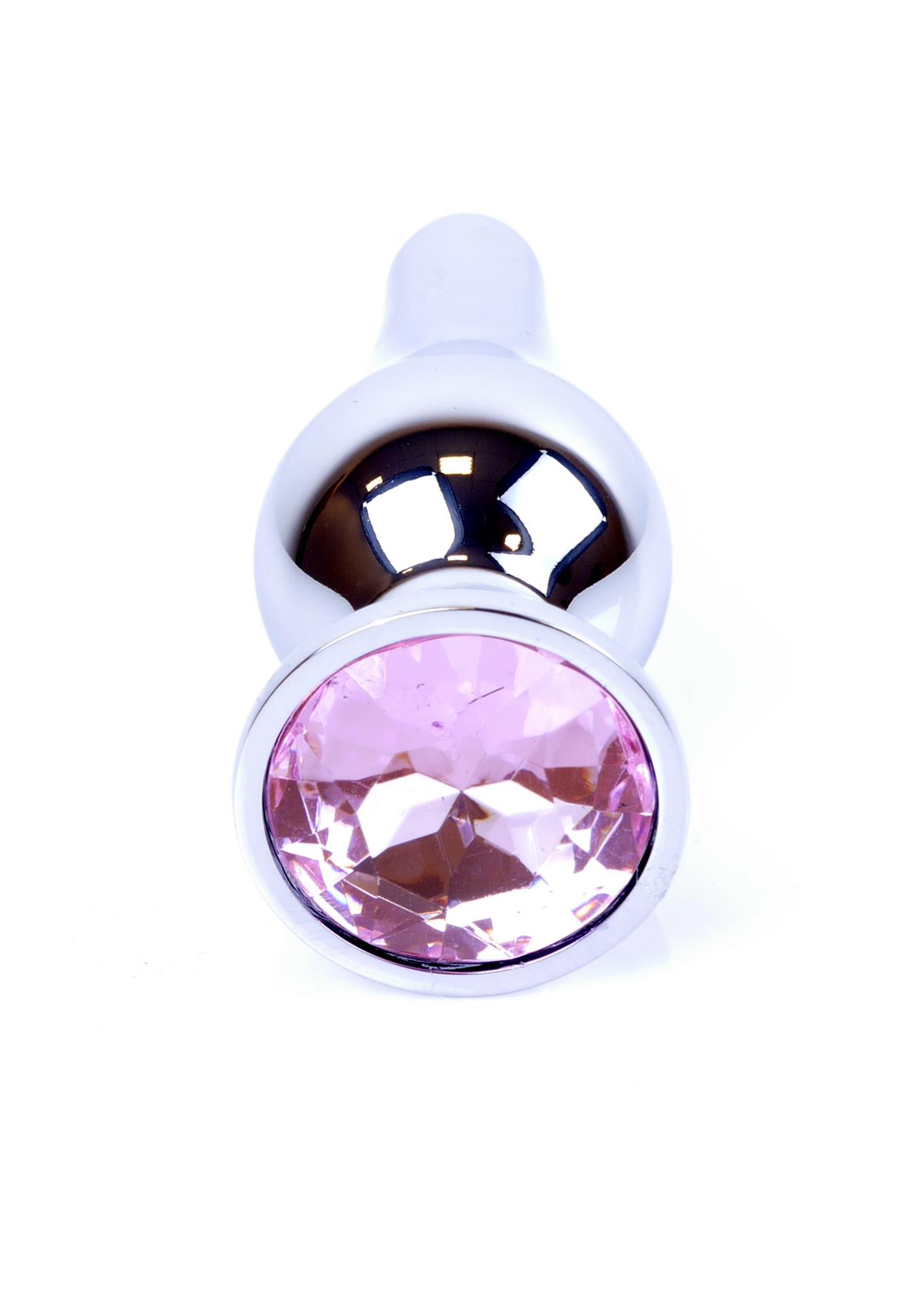 Bossoftoys - 64-00072 - Silver big Butt Plug - anal plug with Pink stone - length 9 cm - dia 2.9 cm - color window box