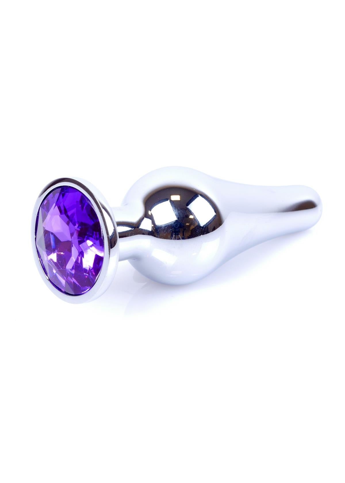 Bossoftoys - 64-00079 - Silver big Butt Plug - anal plug with Purple stone - length 9 cm - dia 2.9 cm - color window box