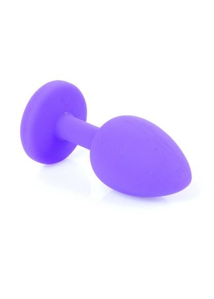 Bossoftoys - 64-00086 -Purple Silicone Anal Plug - anal plug with red stone - Medium size - length 7 cm - dia 2.7 cm - color window box