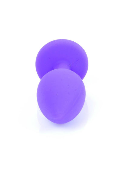 Bossoftoys - 64-00086 -Purple Silicone Anal Plug - anal plug with red stone - Medium size - length 7 cm - dia 2.7 cm - color window box