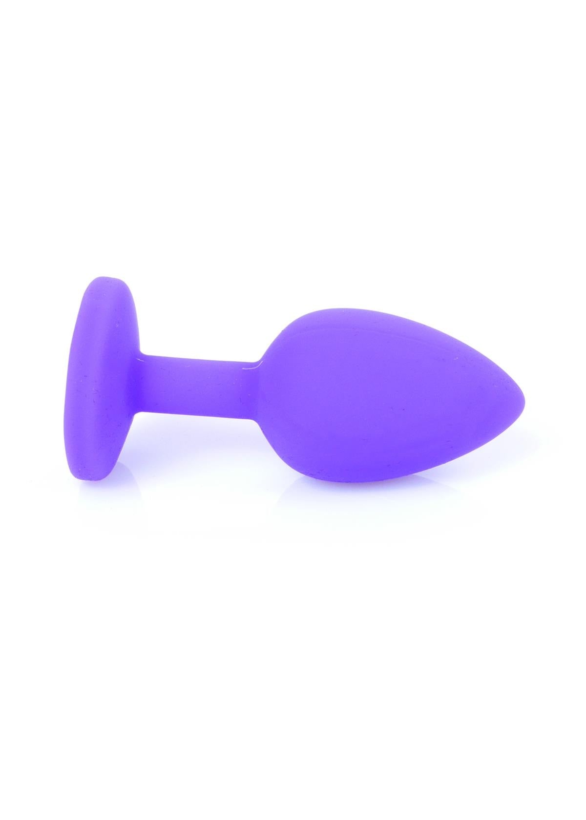 Bossoftoys - 64-00086 -Purple Silicone Anal Plug - anal plug with red stone - Medium size - length 7 cm - dia 2.7 cm - color window box