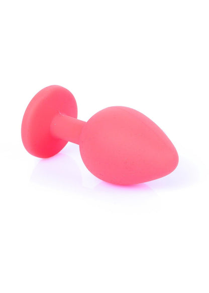 Bossoftoys - 64-00084 - Red Silicone Anal Plug - anal plug with blue stone - Medium size - length 7 cm - dia 2.7 cm - color window box