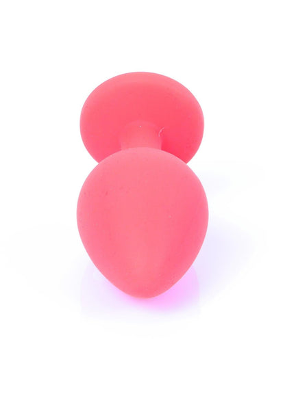 Bossoftoys - 64-00084 - Red Silicone Anal Plug - anal plug with blue stone - Medium size - length 7 cm - dia 2,7 cm - colour window box