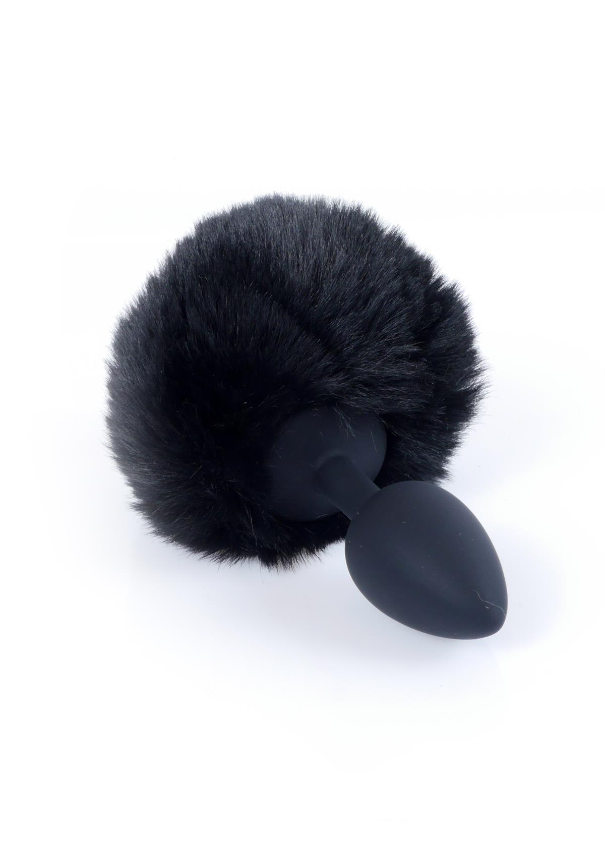 Bossoftoys - 64-00100 - Black Silicone Anal Plug with bunny tail black - length 6.5 cm - dia 2.7 cm - color window box