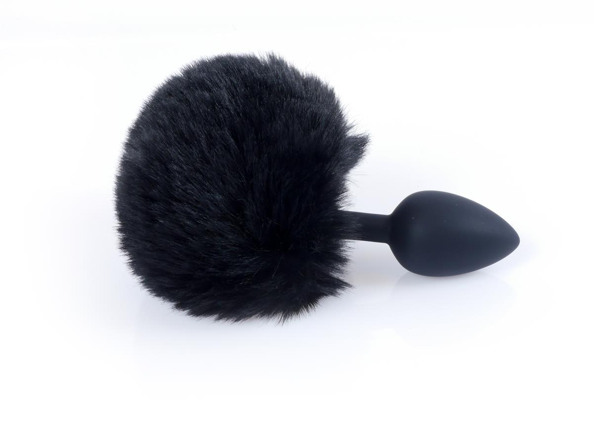 Bossoftoys - 64-00100 - Black Silicone Anal Plug with bunny tail black - length 6,5 cm - dia 2,7 cm - colour window box