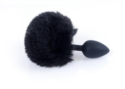 Bossoftoys - 64-00100 - Black Silicone Anal Plug with bunny tail black - length 6.5 cm - dia 2.7 cm - color window box