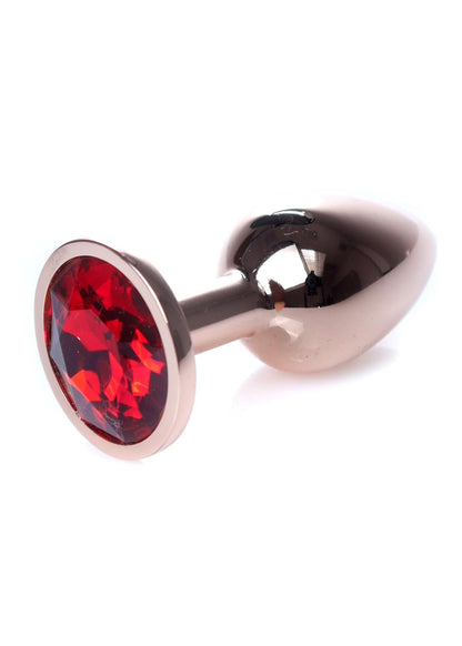 Bossoftoys - 64-00109 - Unique Color - Rose Gold Anal Plug - Gold Plug with Red stone - length 7 CM - Dia 2.7 CM - color window box