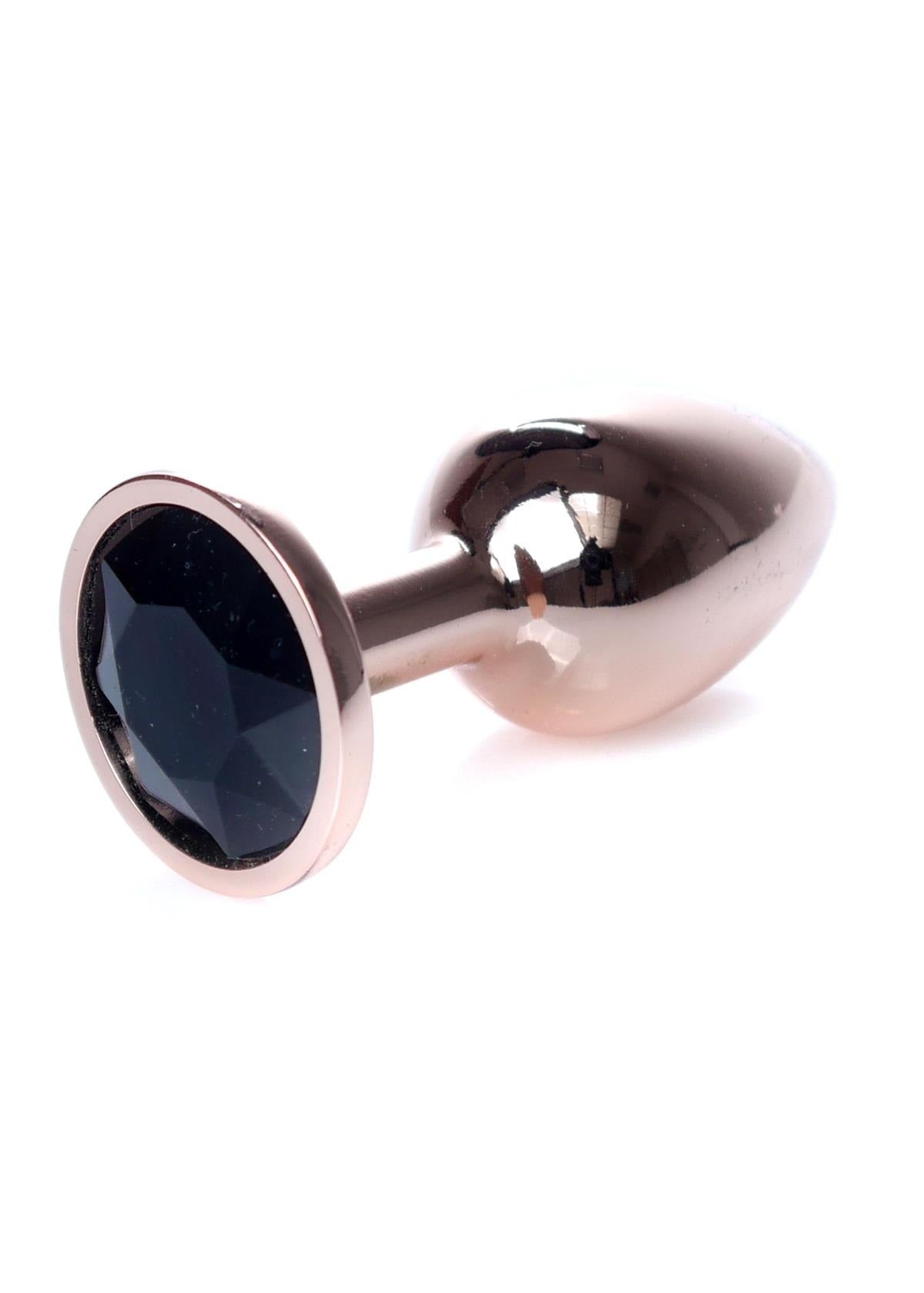 Bossoftoys - 64-00111 - Unique Color - Rose Gold Anal Plug - Gold Plug with Black stone - length 7 CM - Dia 2.7 CM - color window box